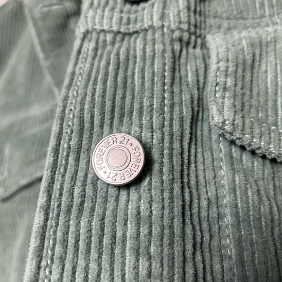 Green Corduroy Forever 21 Button Up Jacket - Picture 4 of 5